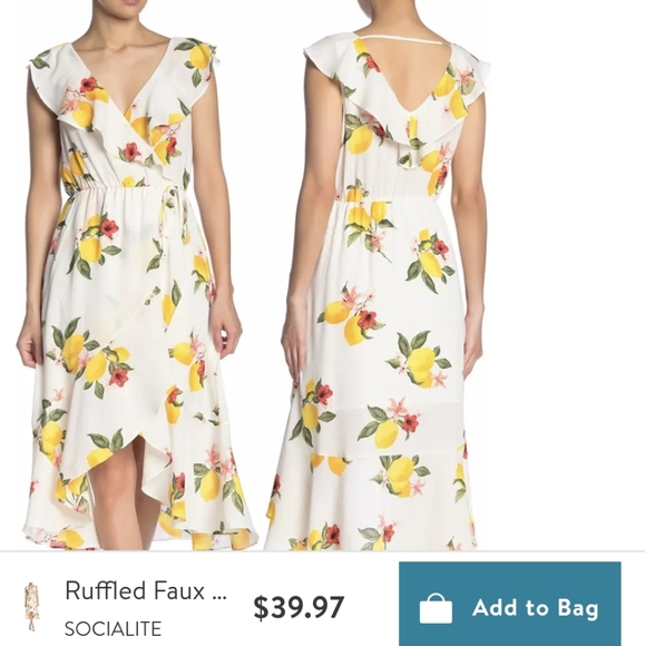 COCIALITE Faux wrap midi Dress🍋🍊 - Picture 2 of 3